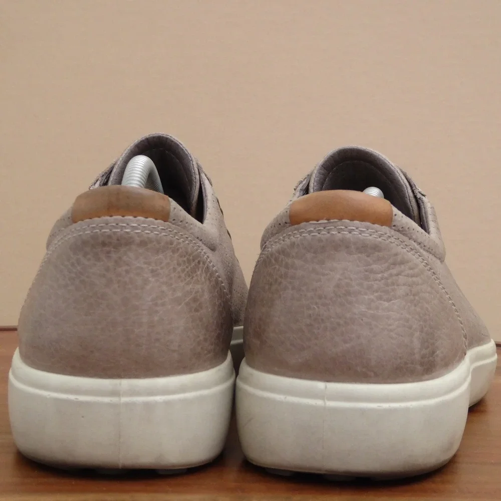 ECCO Mens Soft 7 Sneaker Taupe Leather Perforated Lace Up 11
